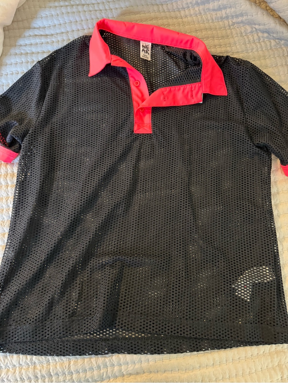 Zumba Fitness Black Mesh Top with Neon Pink Trim